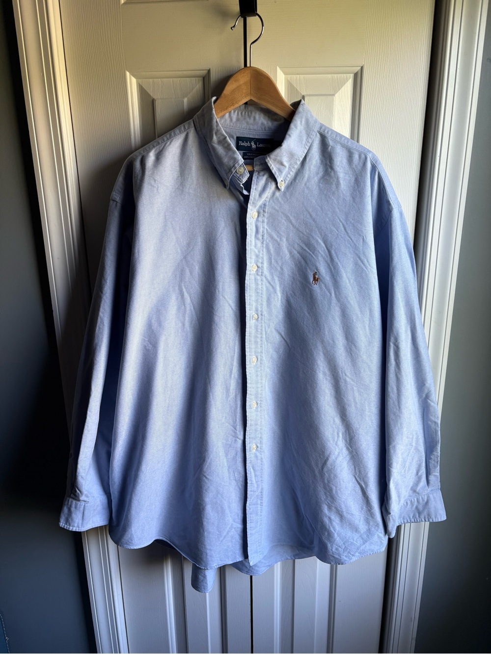 Ralph Lauren Mens Yarmouth Long Sleeve Lt Blue Cotton Oxford Button Down 18 35